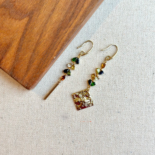 Tourmaline And Sapphire Gold-plated Earring