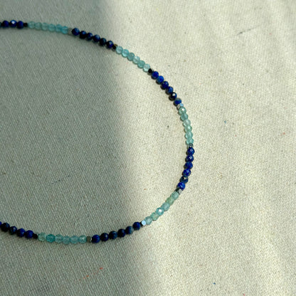 Apatite And Lapis Beaded Choker Necklace