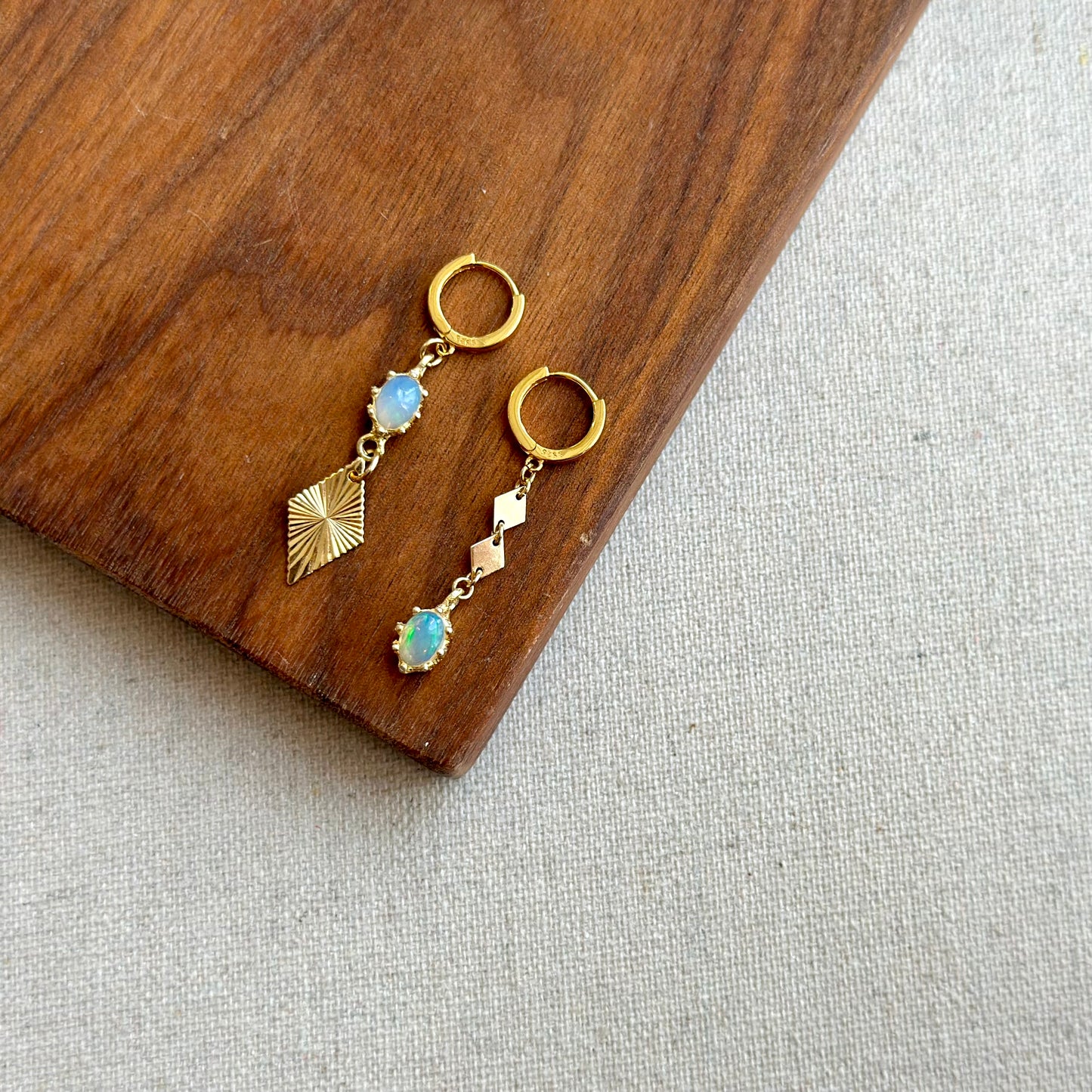 Opal Geometric Gold-plated Ear hoop