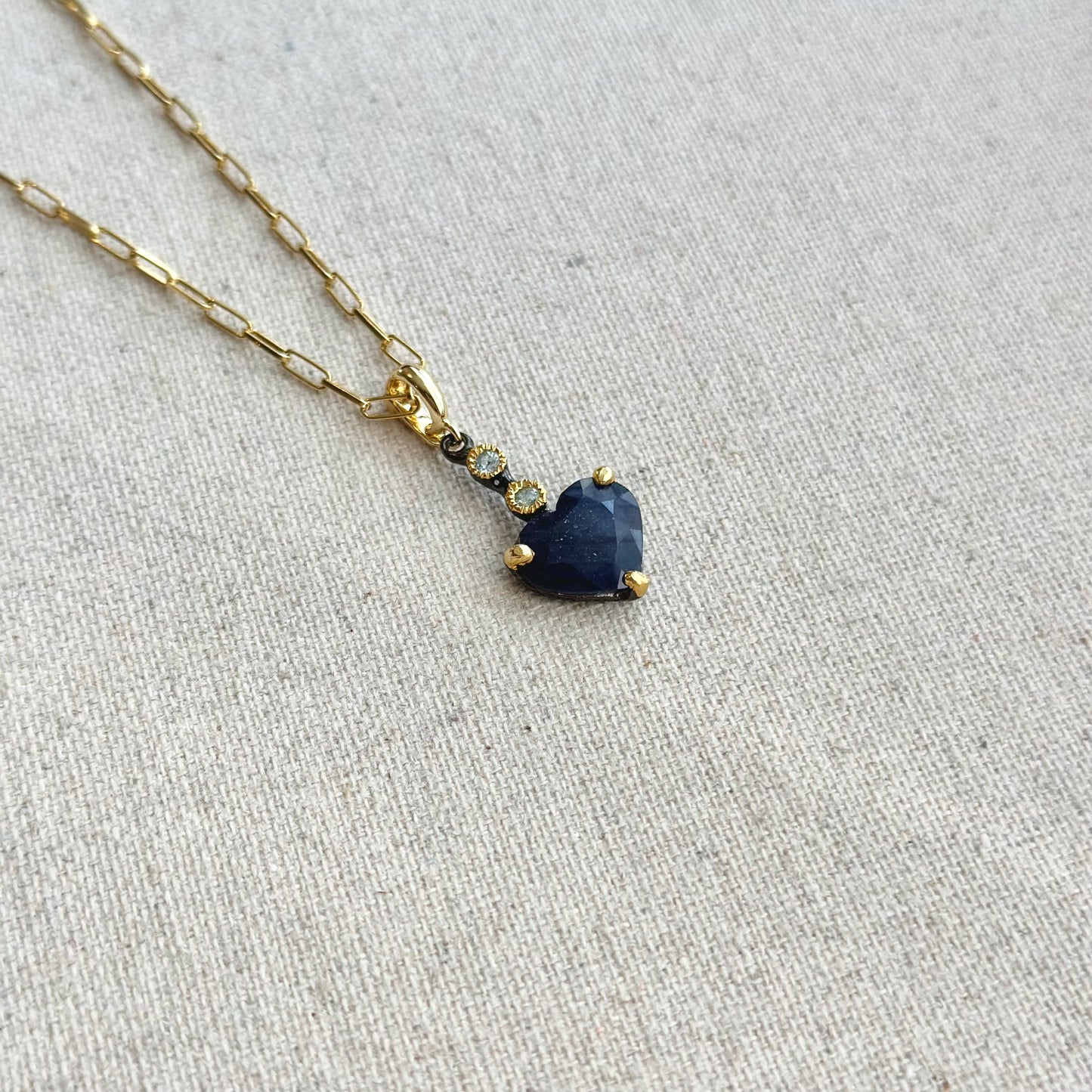 Sapphire Heart And Topaz Gold-plated Italian Sterling Silver Necklace