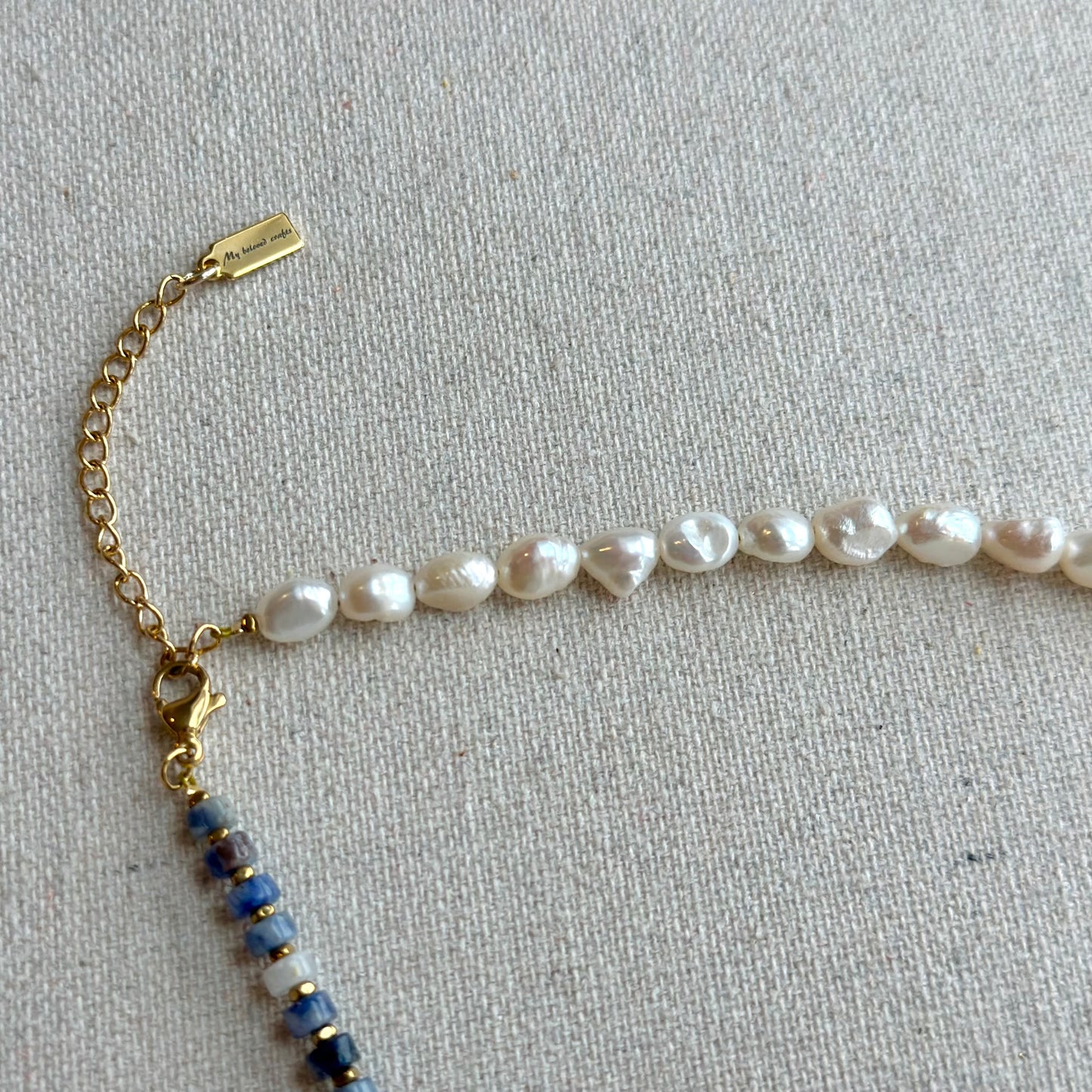 Sodalite And Baroque Pearls Beaded Asymmetric Choker Necklace