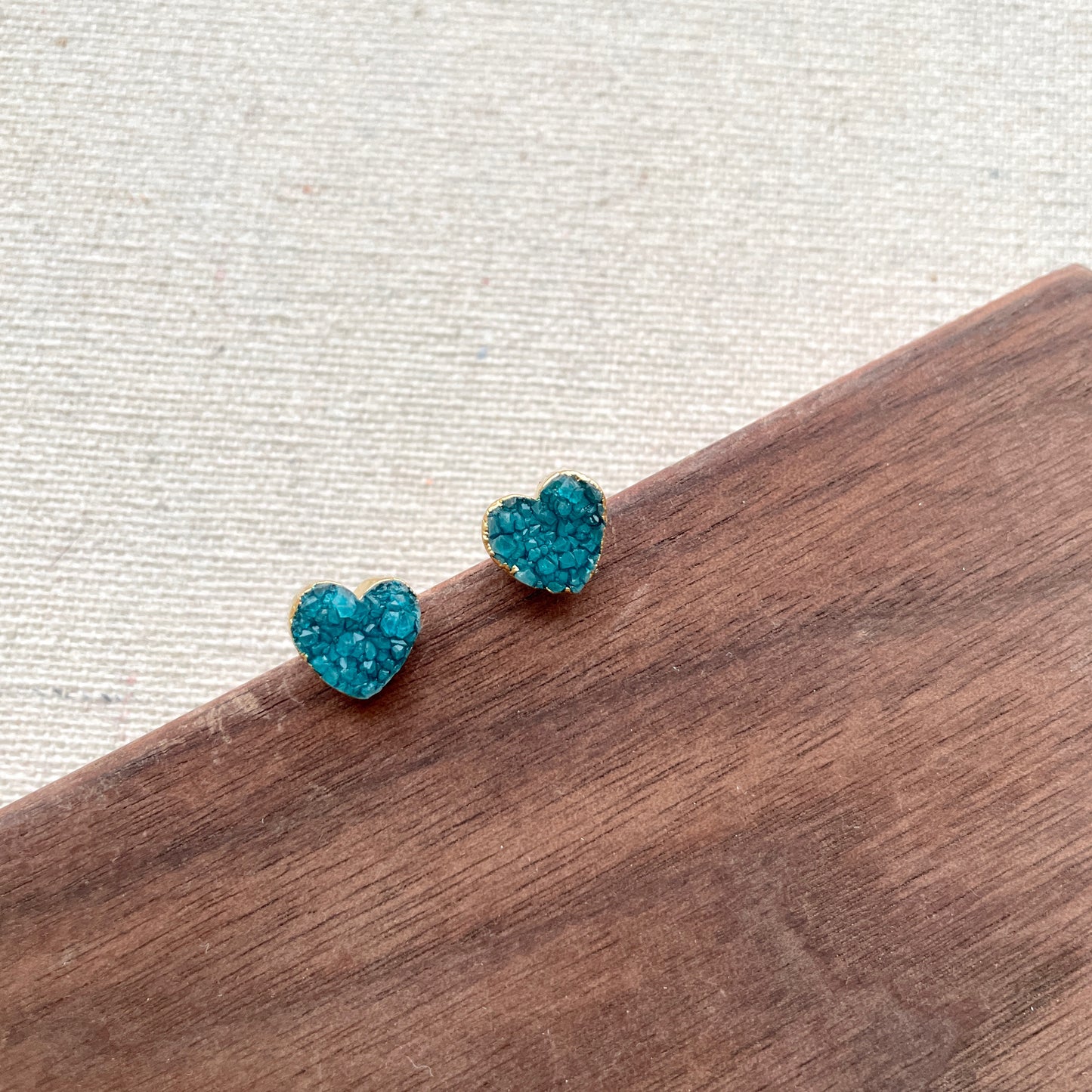 Heart-shaped Druzy Stone Dangling Two-way Earring