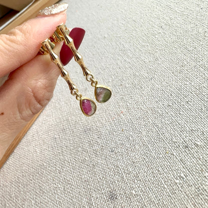 Watermelon Tourmaline Drop Gold-plated Earring