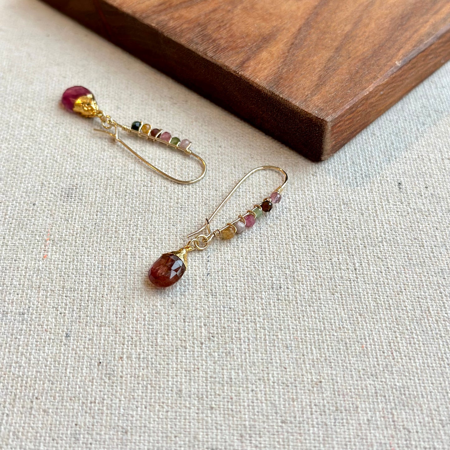 Pink Tourmaline Wire Wrapping 14k Gold-filled Earring