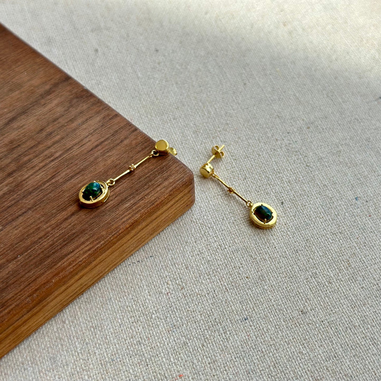 Black Opal And Citrine Gold-plated Sterling Earring