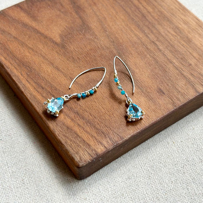 Topaz And Apatite Wire Wrapping Sterling Silver Earring