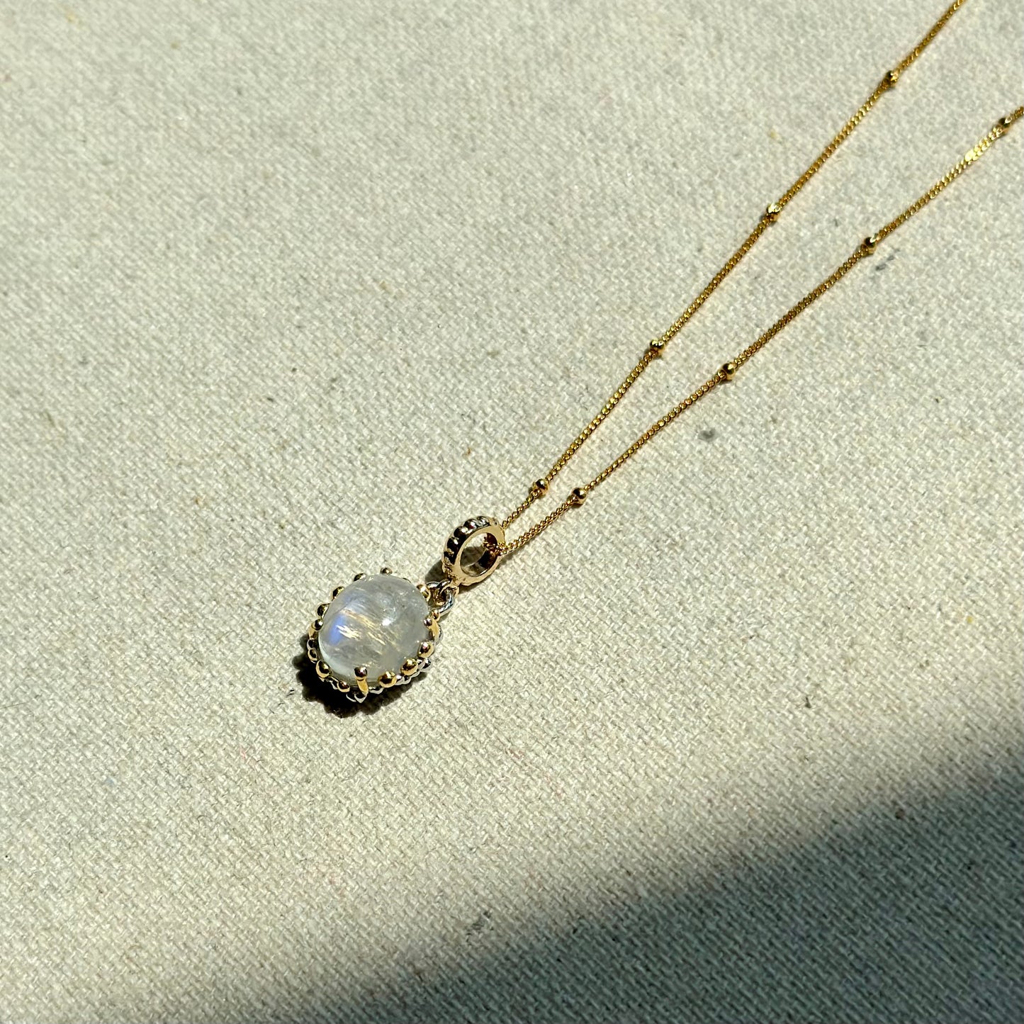 Moonstone Pendant Two-way Gold-plated Sterling Silver Necklace