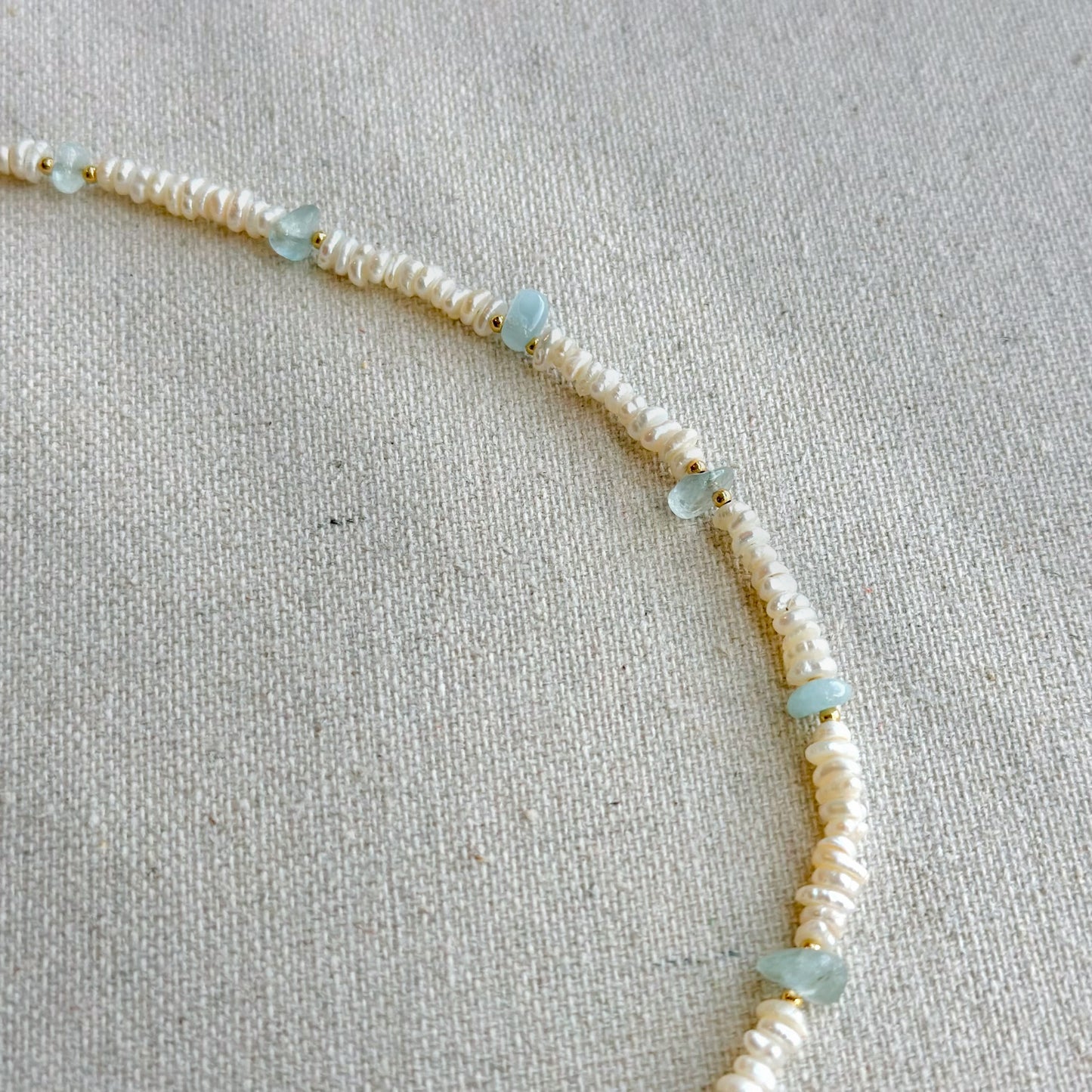 Druzy And Baroque Pearls Mixed Aquamarine Beaded Necklace