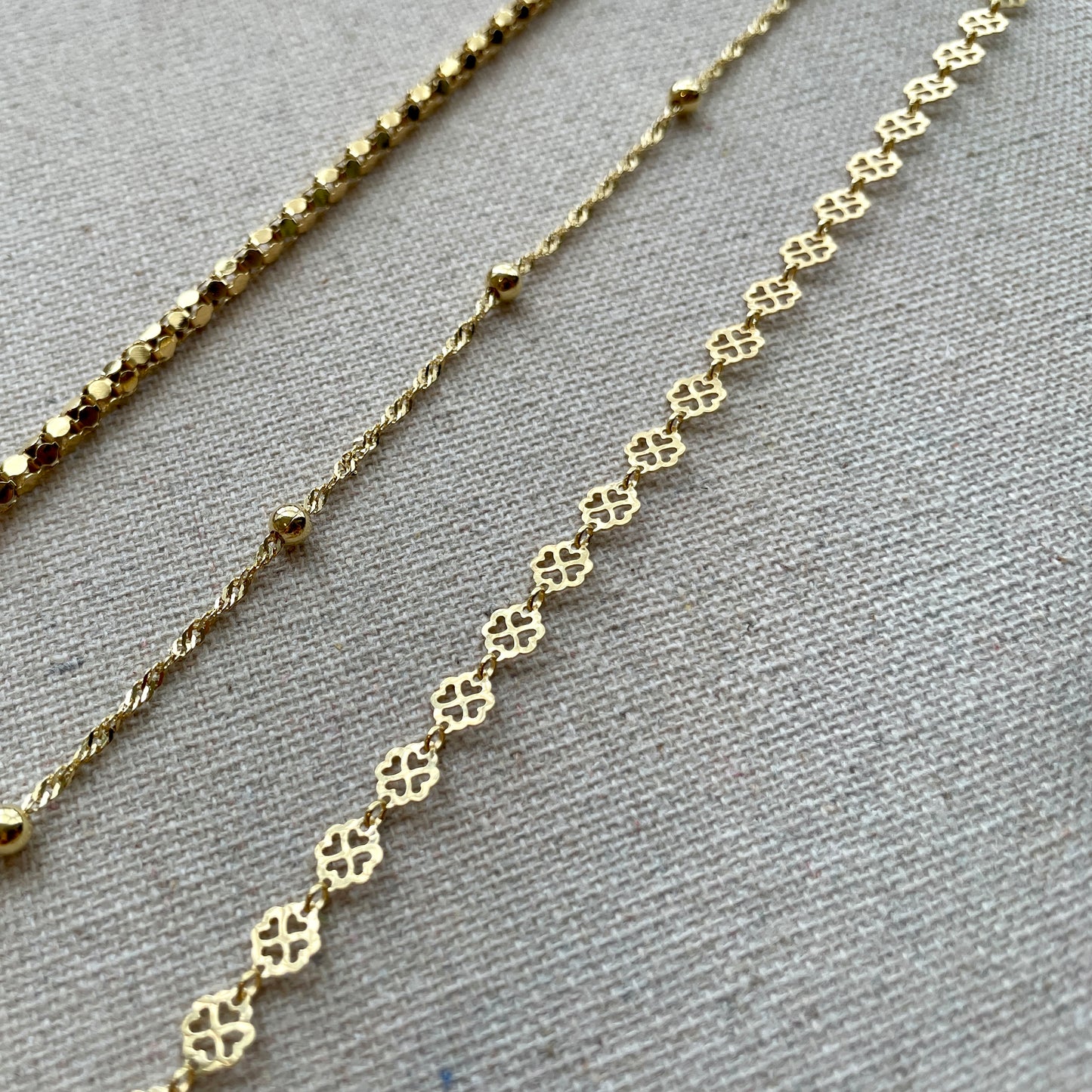 Gold-plated Italian Sterling Silver Dotty Mixed Chain Necklace