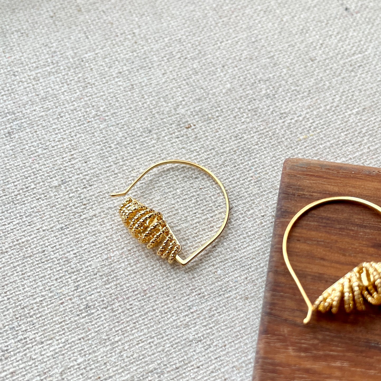 Gold-plated Italian Sterling Silver Half-shaped Hoop Earring