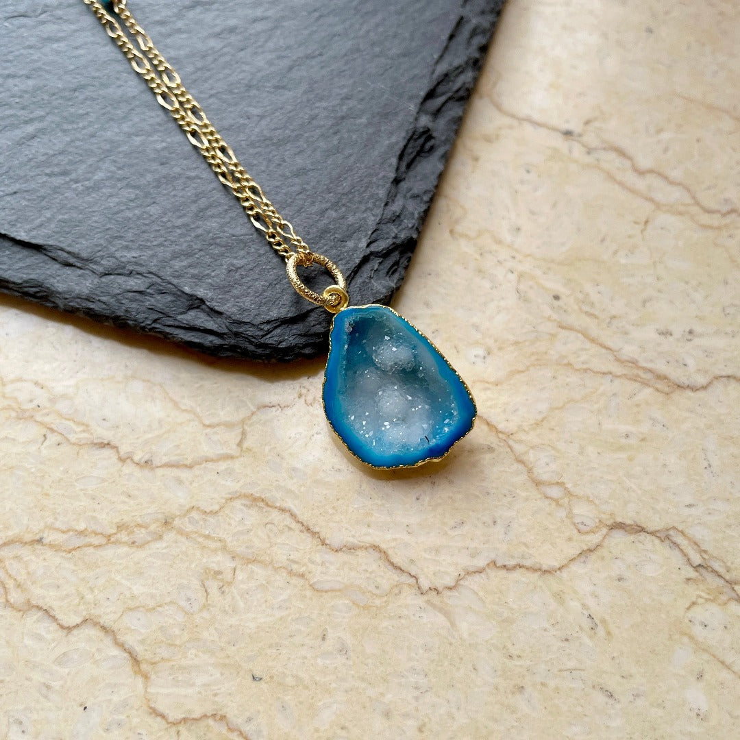 Watergreen Agate Two-way Long Gold-plated Necklace