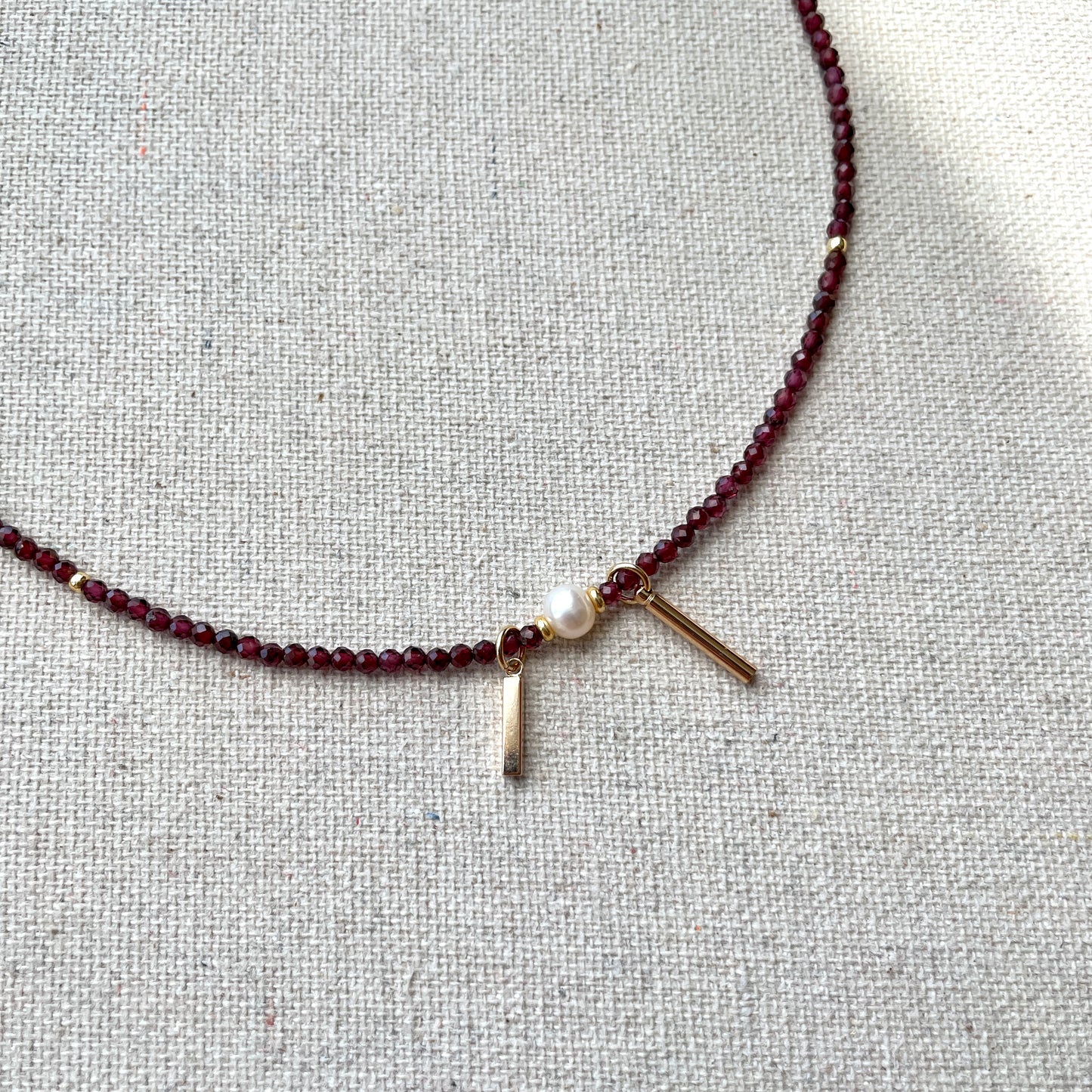 Garnet And Freshwater Pearl Beaded Choker Necklace