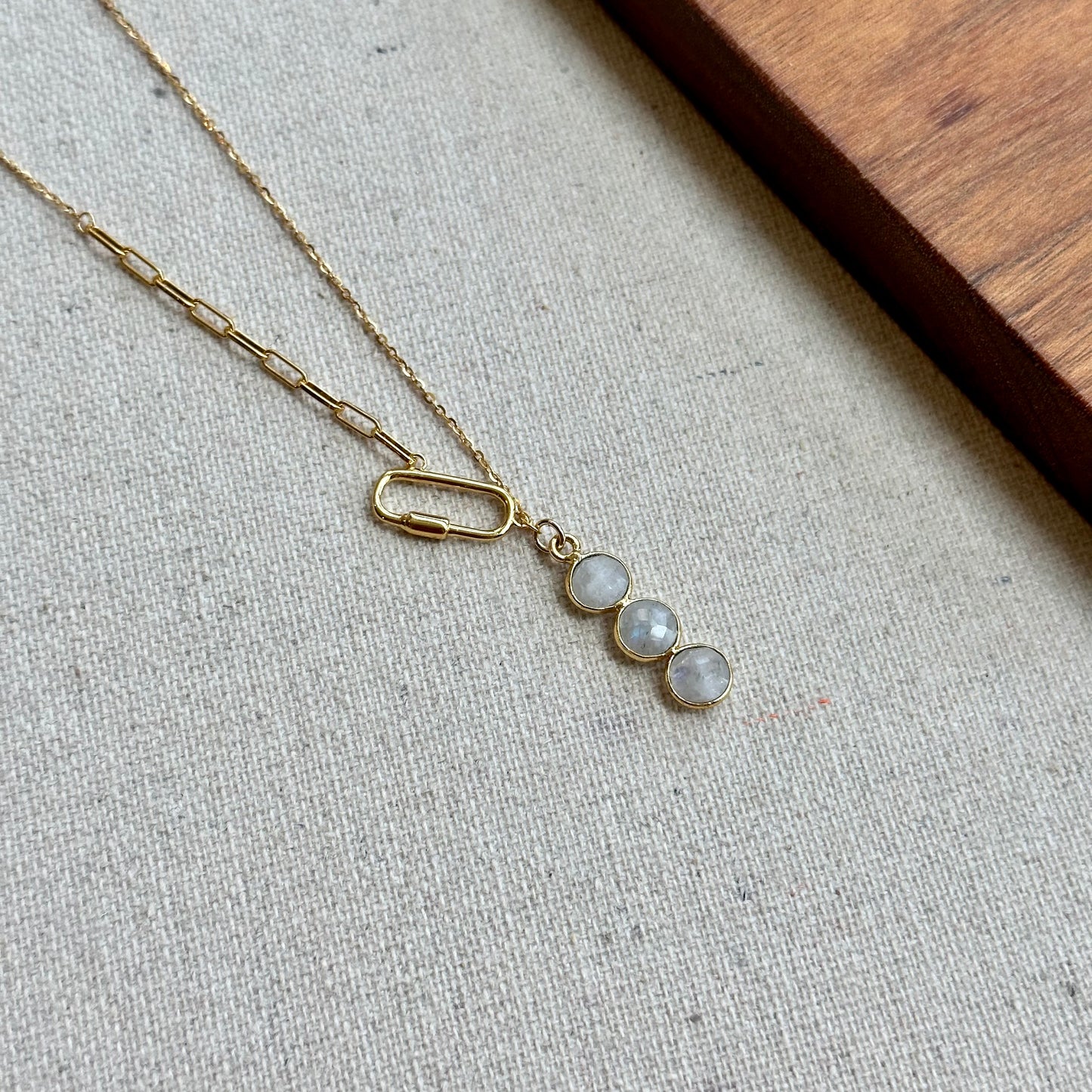 Moonstone Asymmetric Gold-plated Necklace