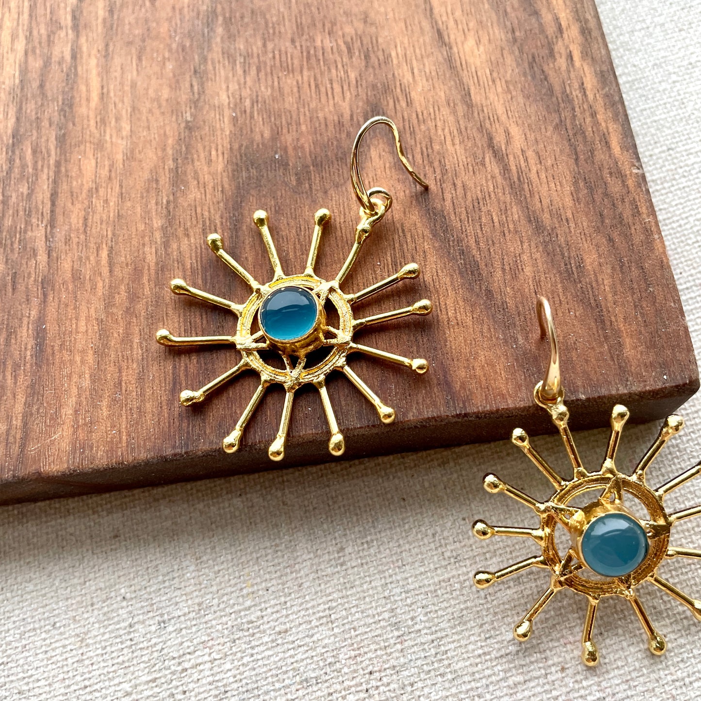 Sunburst Blue Chalcedony Earring