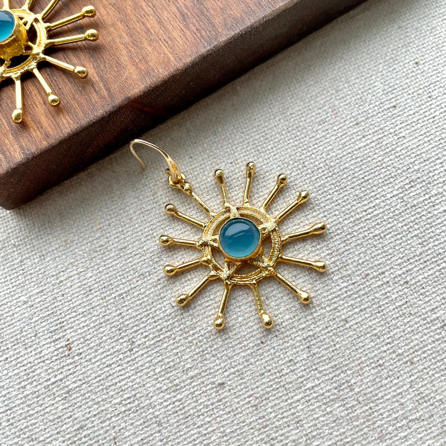 Sunburst Blue Chalcedony Earring