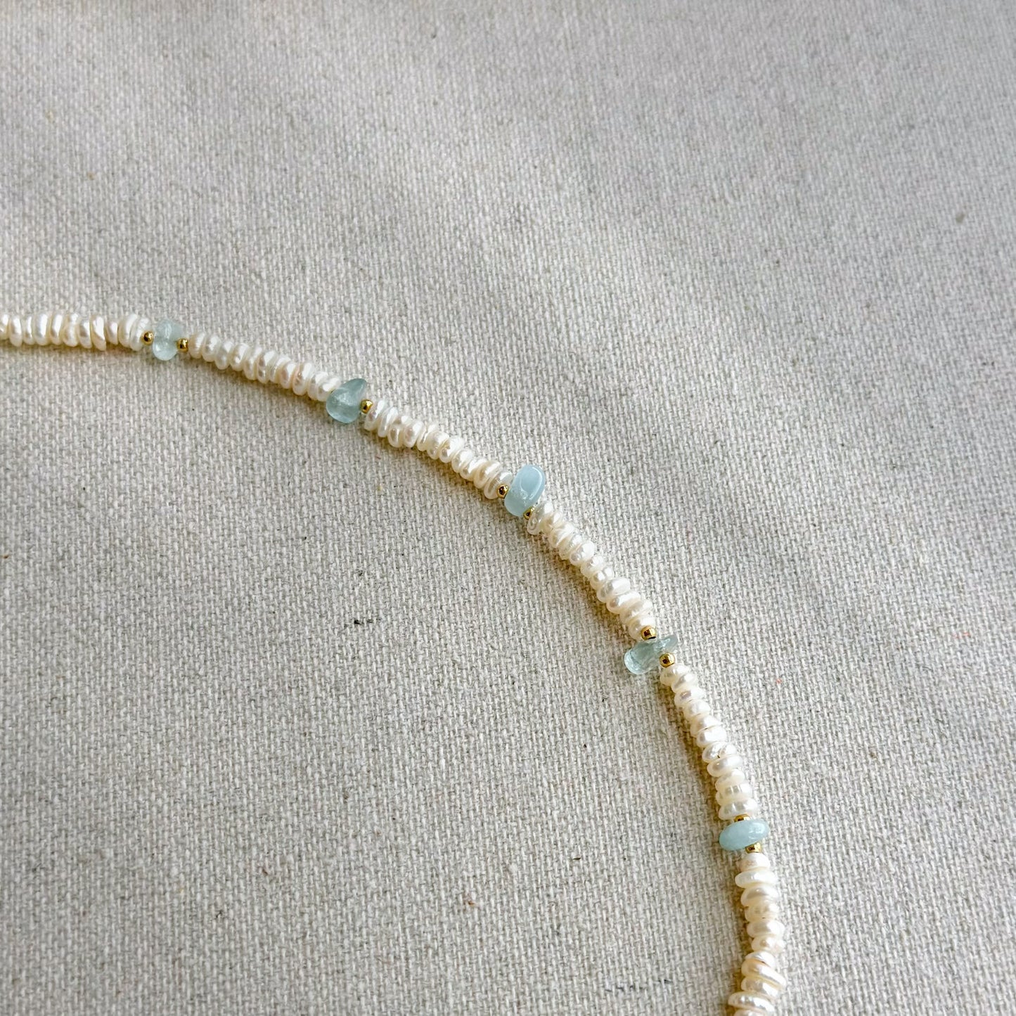 Druzy And Baroque Pearls Mixed Aquamarine Beaded Necklace