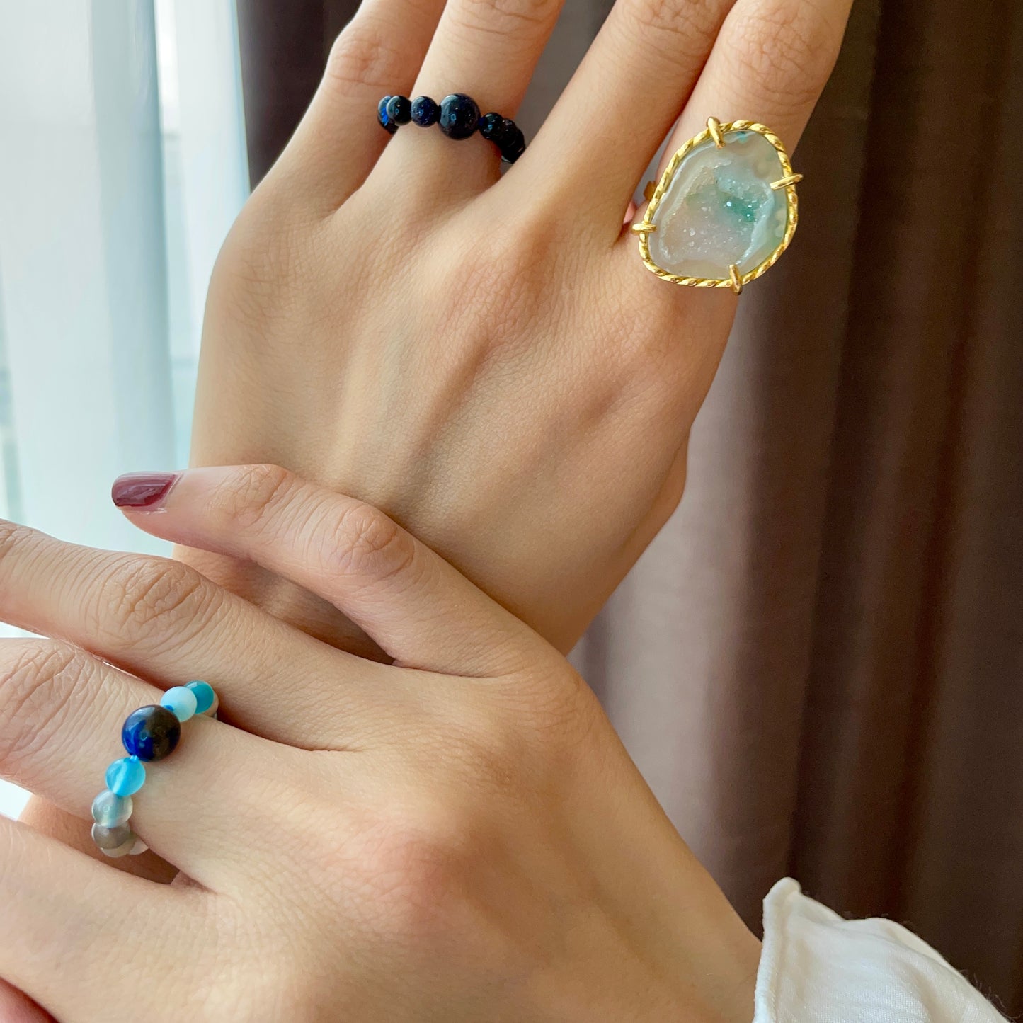 Agate Geode Adjustable Gold-plated Ring