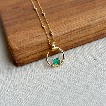 Emerald Two-way Gold-plated Sterling Silver Necklace