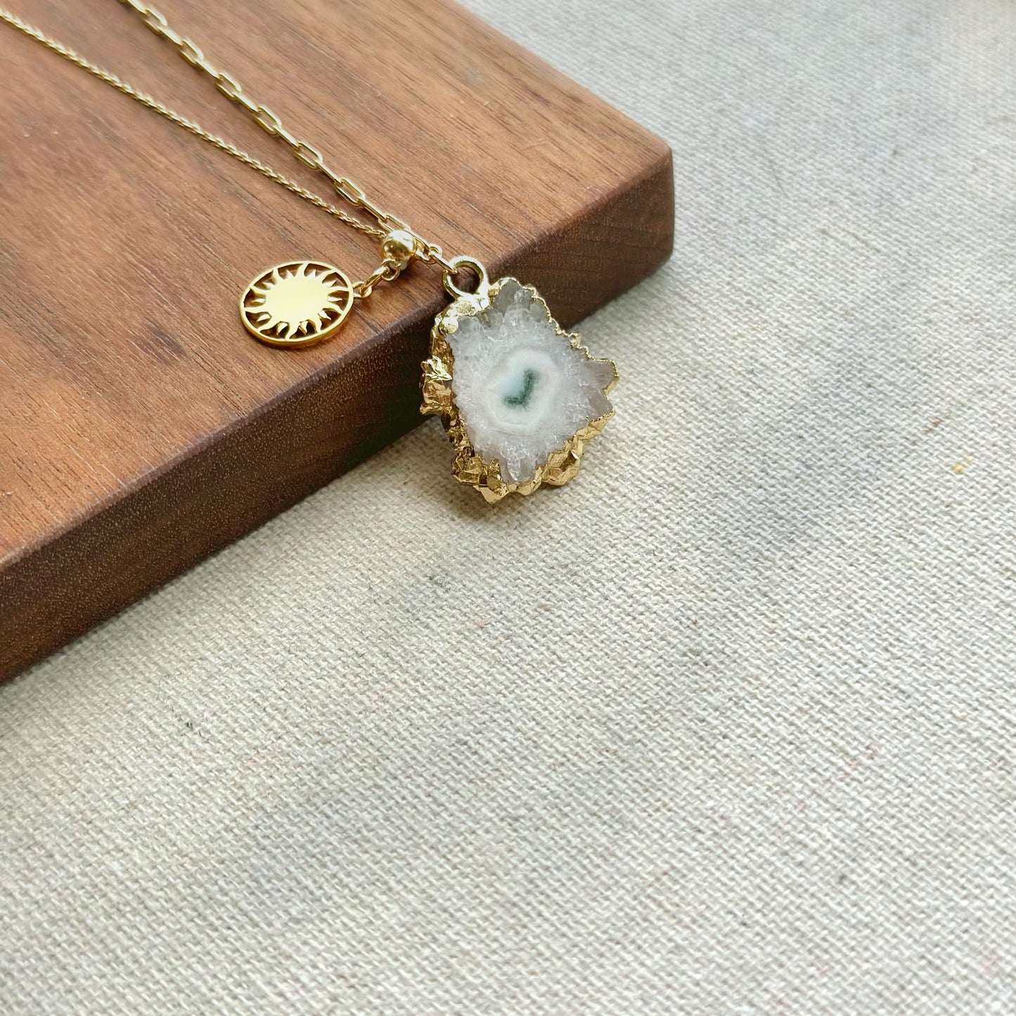 White Agate Adjustable Y-shaped Gold-plated Sterling Silver Necklace