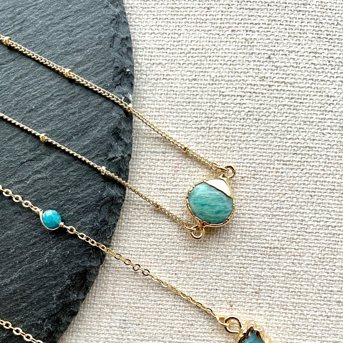 Amazonite Dotty Chain Gold-plated Necklace