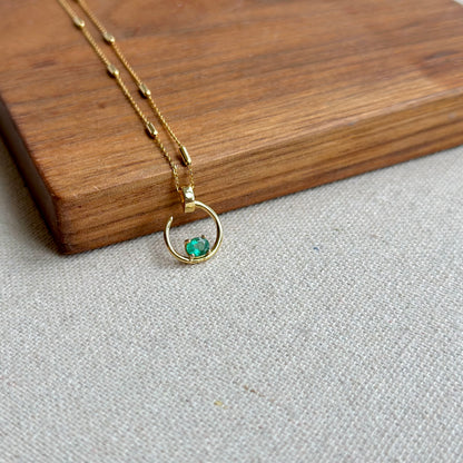 Emerald Two-way Gold-plated Sterling Silver Necklace