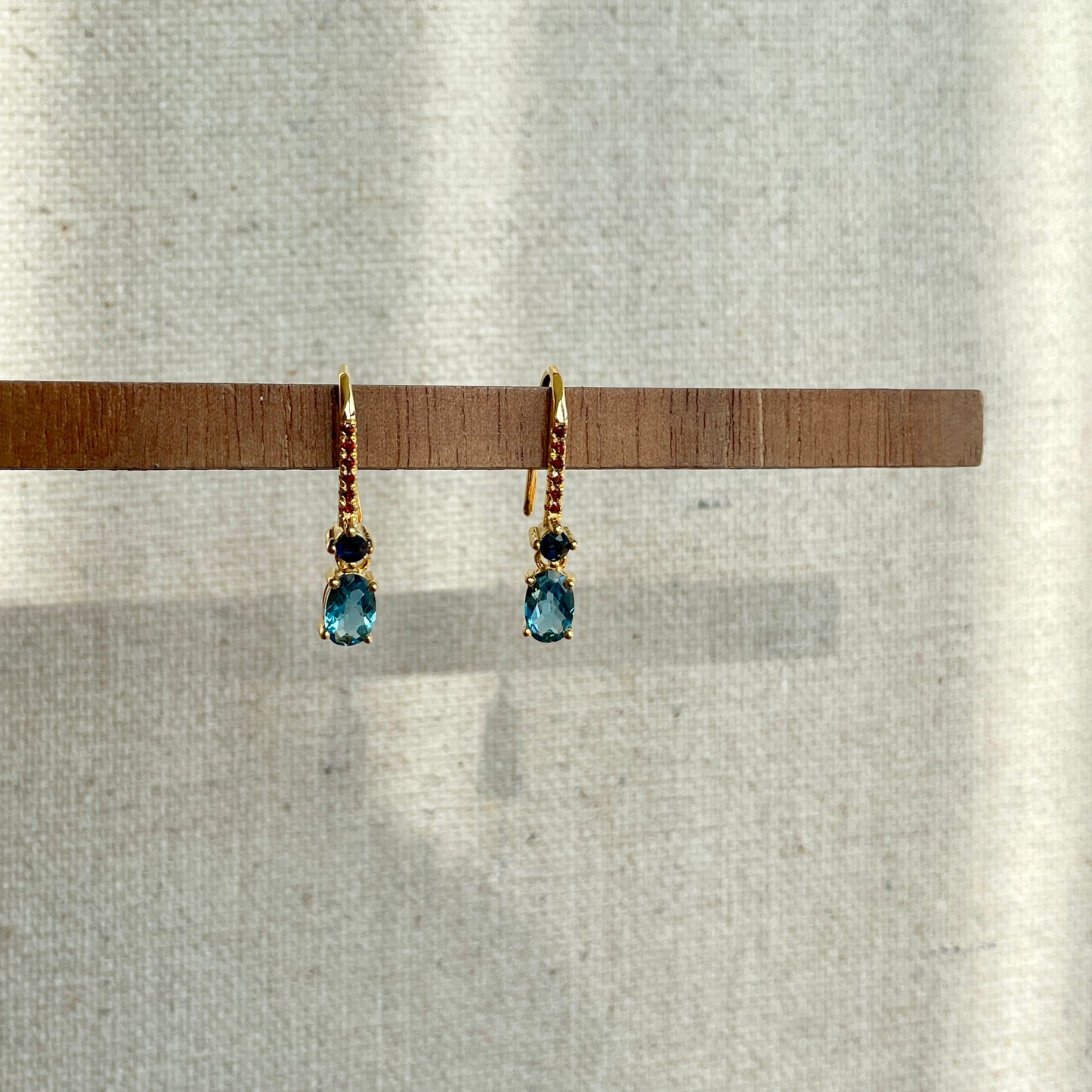 Topaz With Sapphire And Garnet Gold-plated Sterling Earring