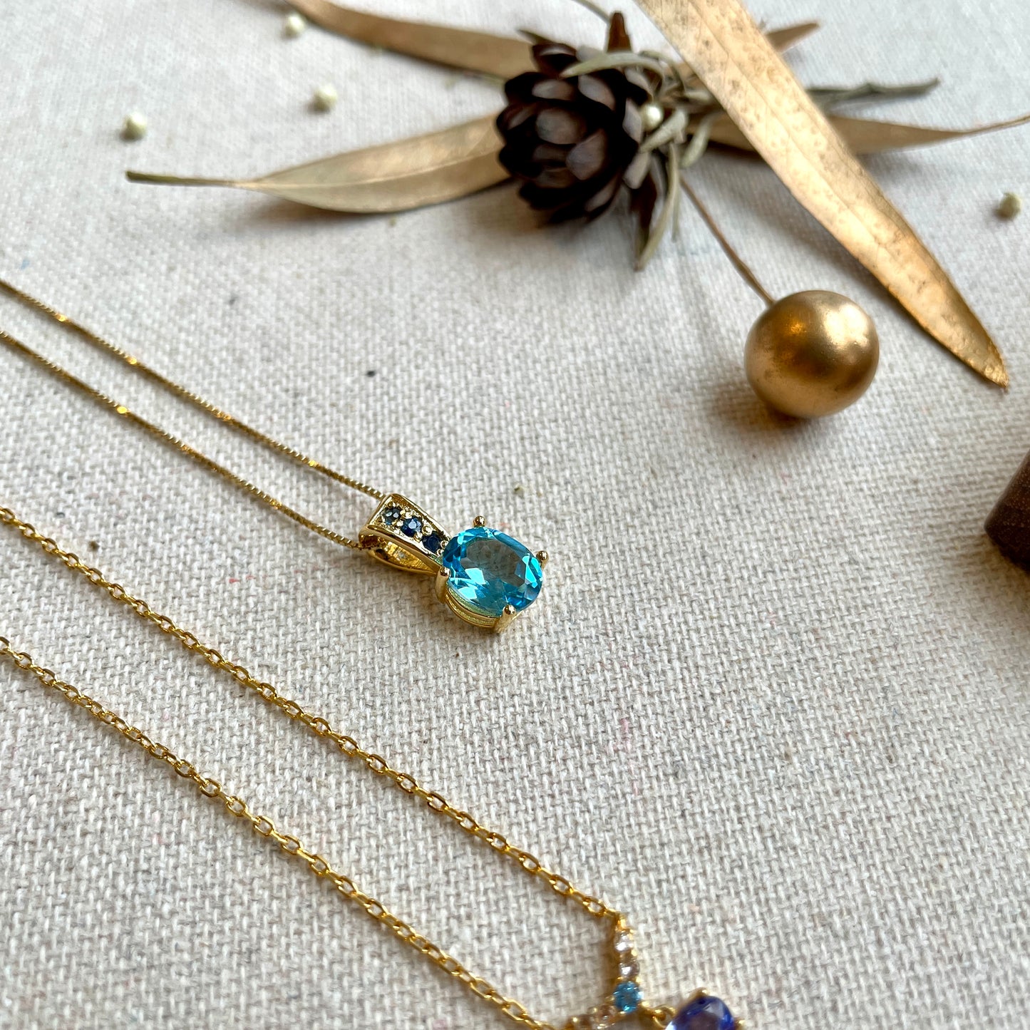 Topaz And Sapphire Gold-plated Necklace