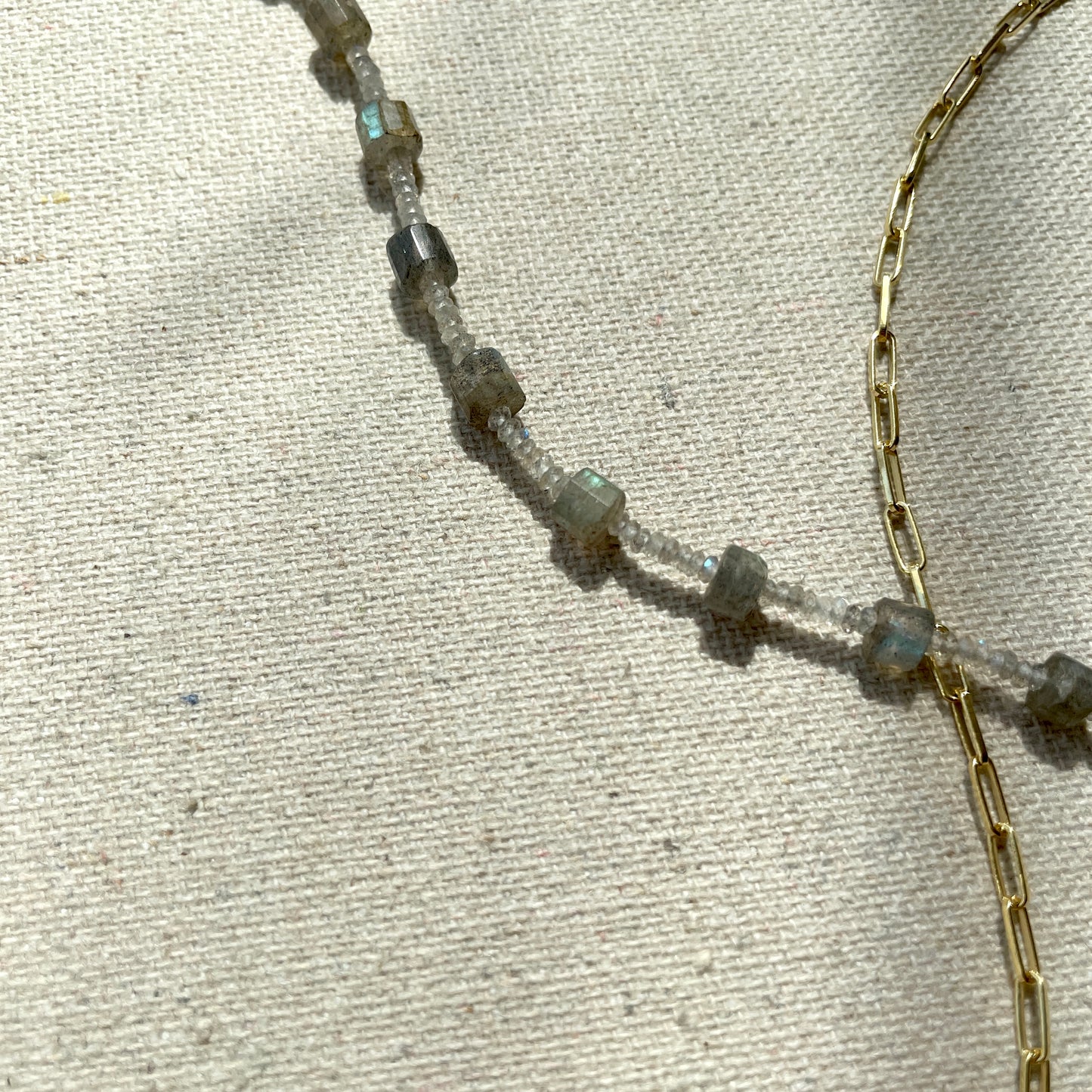 Labradorite And Moonstone Beaded Necklace