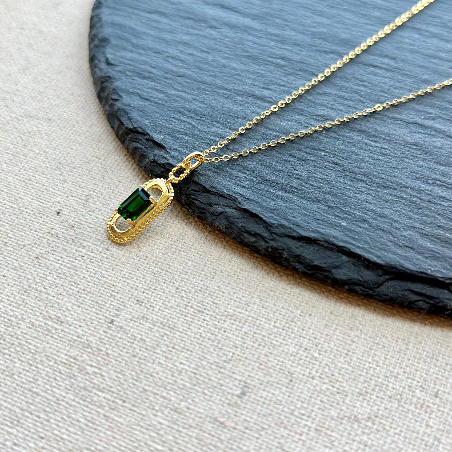 Diopside Pendant Gold-plated Sterling Silver Necklace