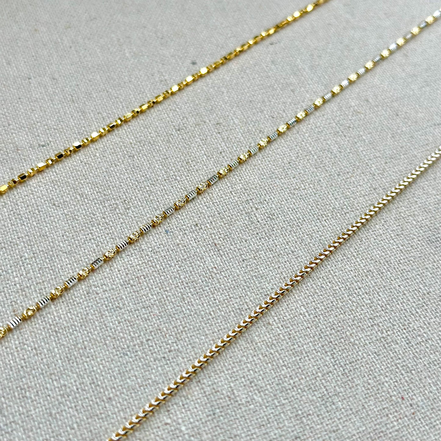 Two Tone Bone Chain Gold-plated Italian Sterling Silver Necklace