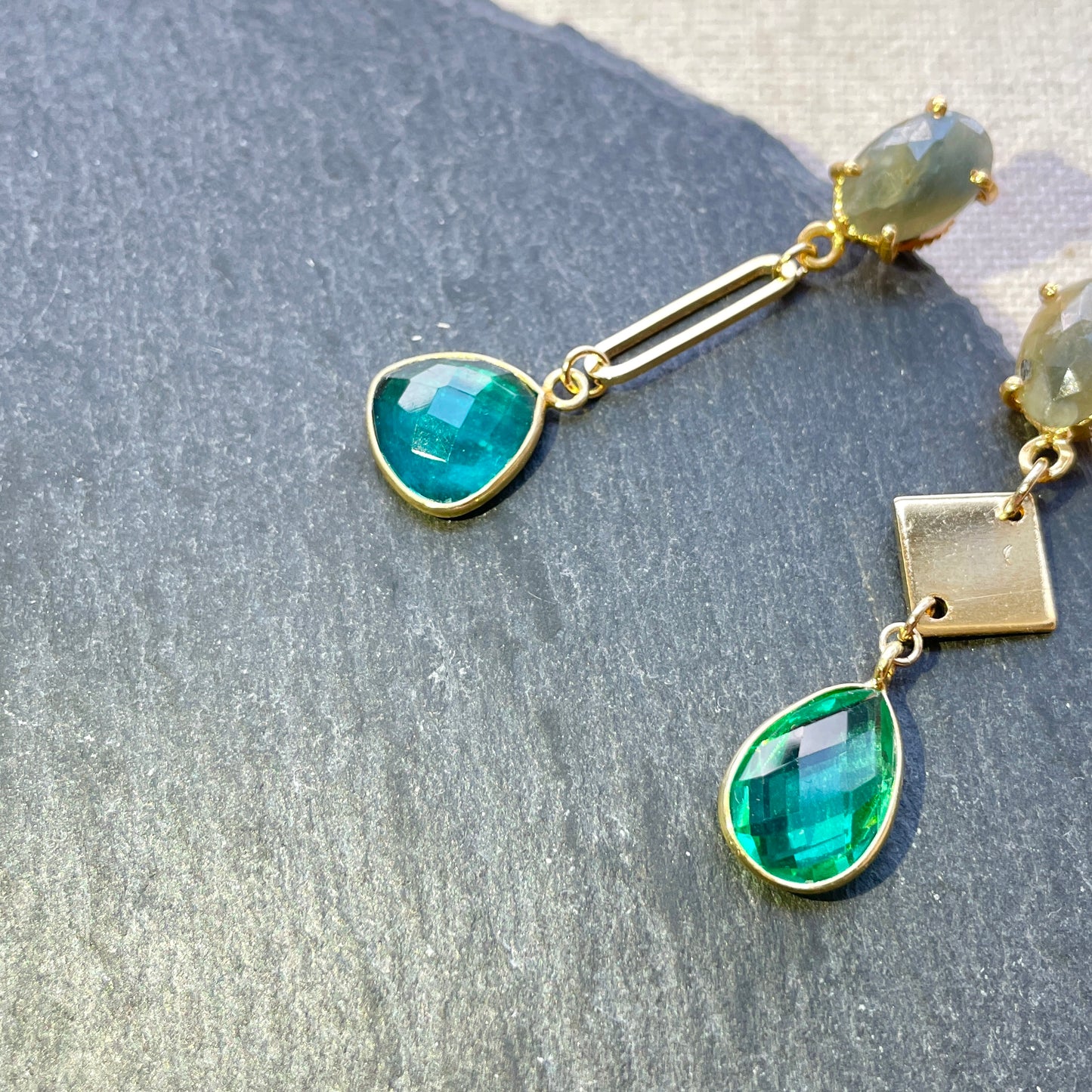 Sapphire And Chalcedony Earring