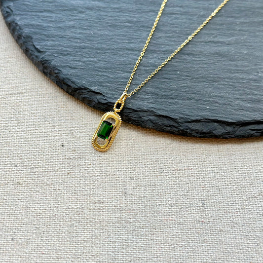 Diopside Pendant Gold-plated Sterling Silver Necklace