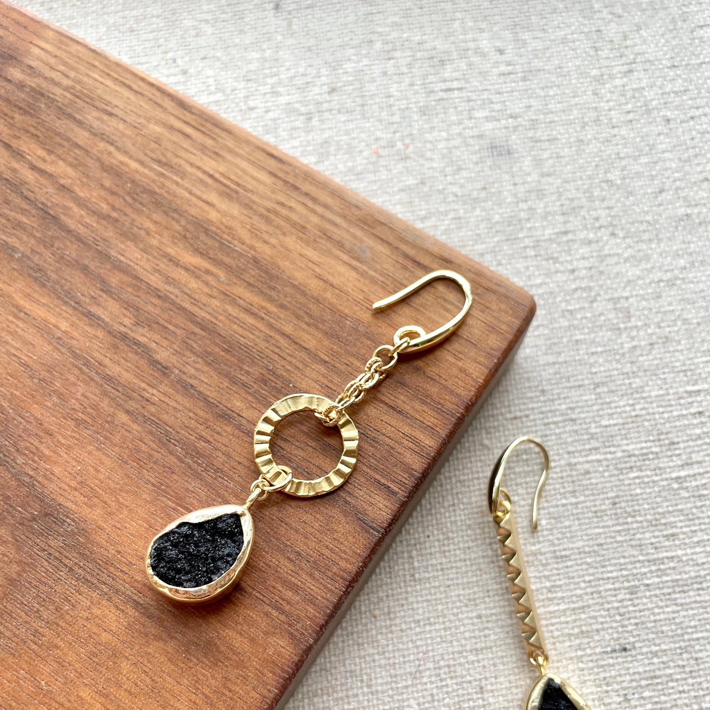 Black Druzy Stone Earring