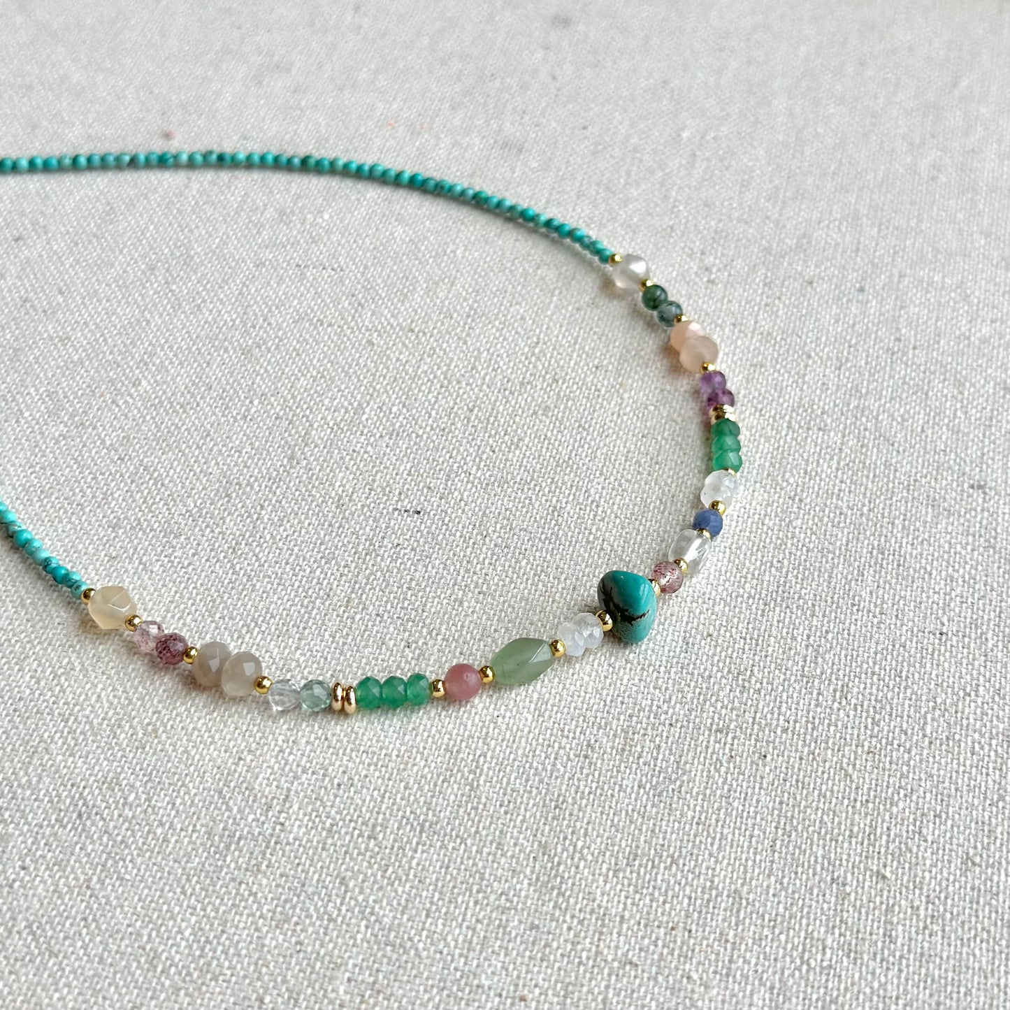 Turquoise Mixed Stone Beaded Choker Necklace