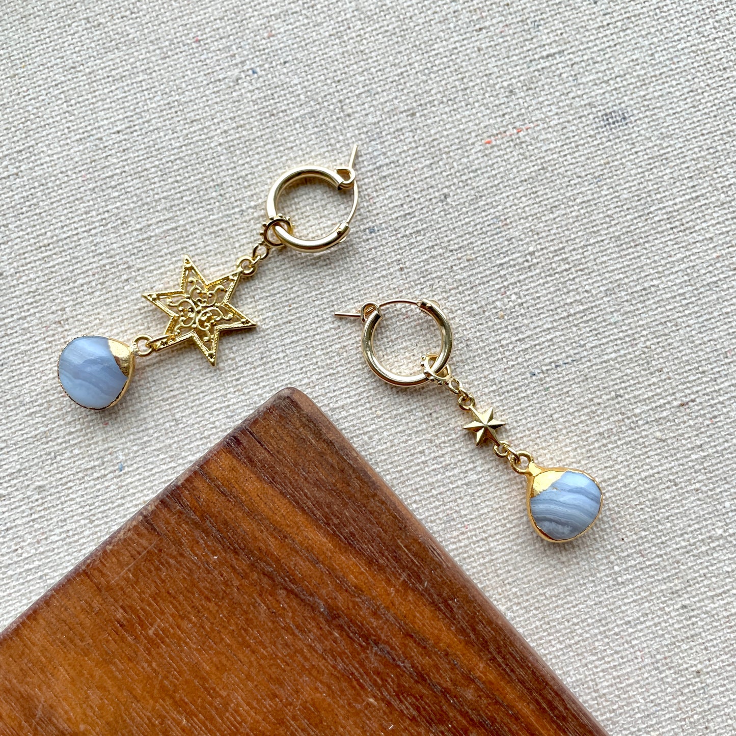 Blue Lace Agate Two-way  Ear Hoop