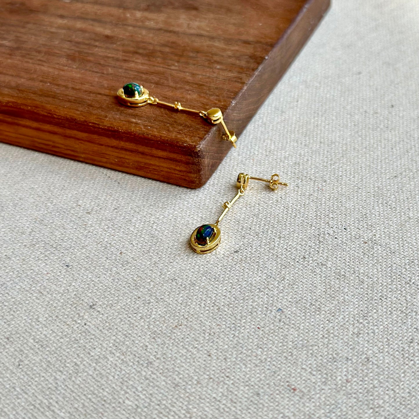 Black Opal And Citrine Gold-plated Sterling Earring