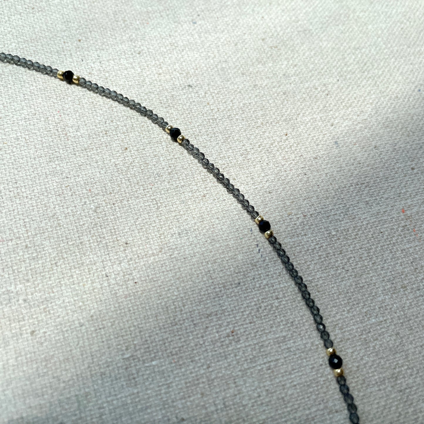 Druzy Stone And Black Spinel Beaded Necklace