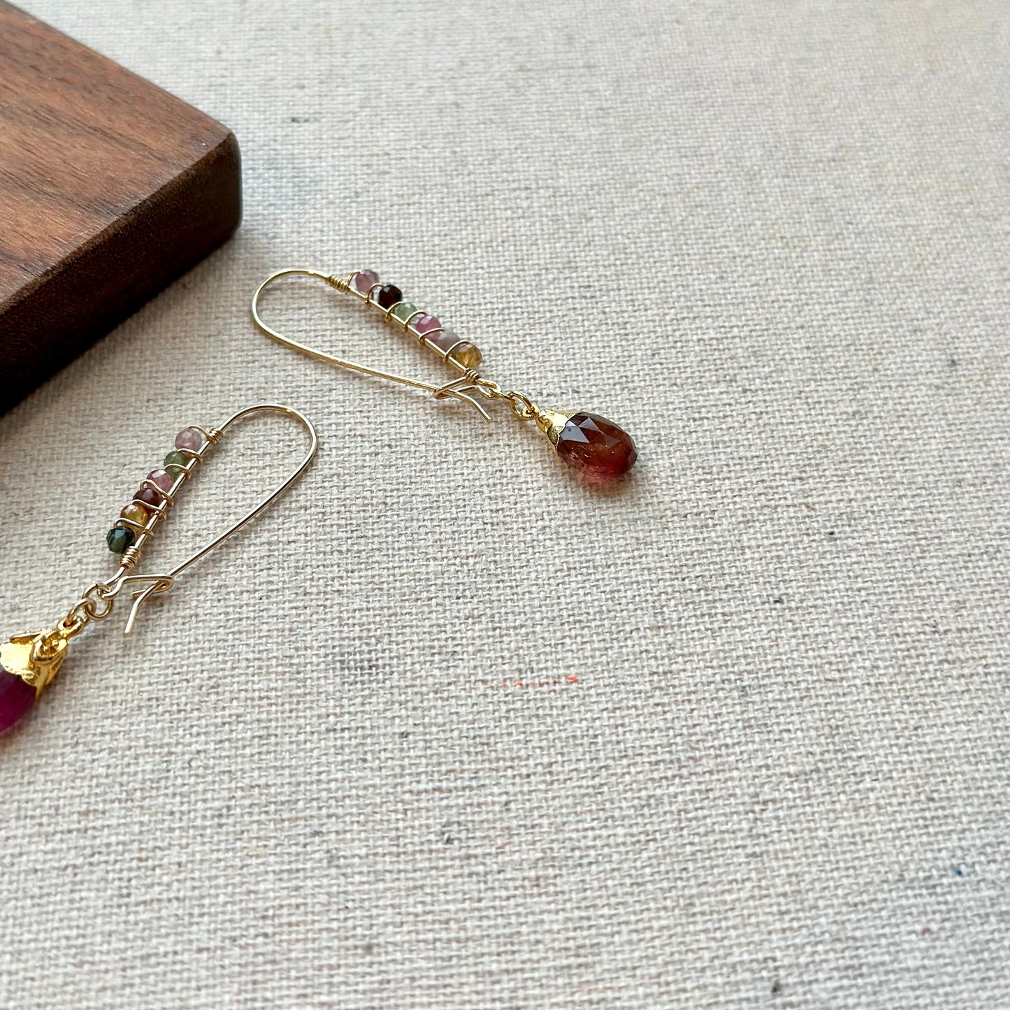 Pink Tourmaline Wire Wrapping 14k Gold-filled Earring