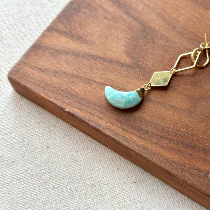 Amazonite Star And Moon Geometric Gold-plated Earring