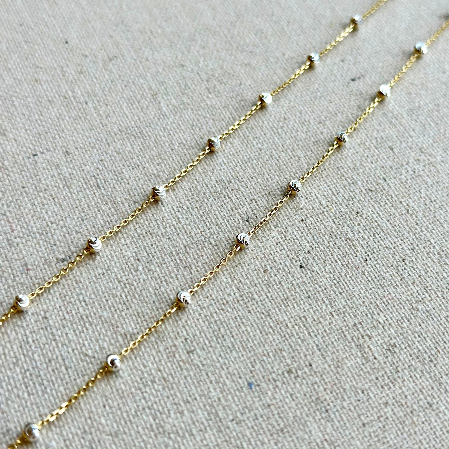 Two Tone Gold-plated Italian Sterling Silver Dotty Mixed Chain Necklace