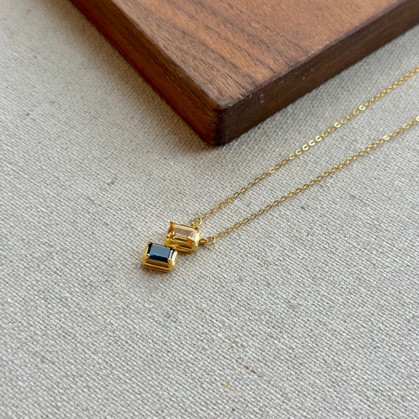 Citrine And Sapphire Asymmetric Gold-plated Sterling Silver Necklace