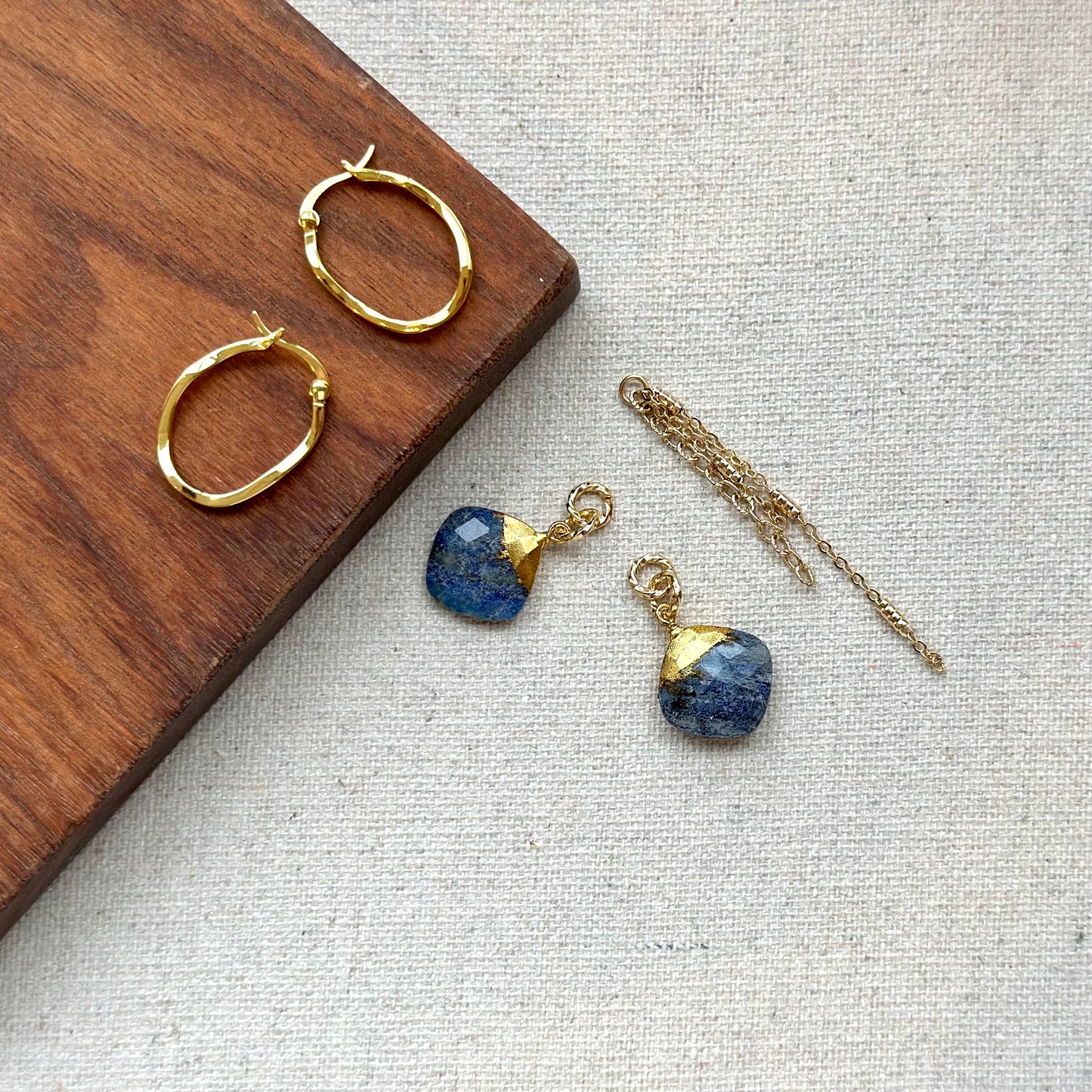 Lapis Multi-way Gold-plated Sterling Silver Ear Hoop