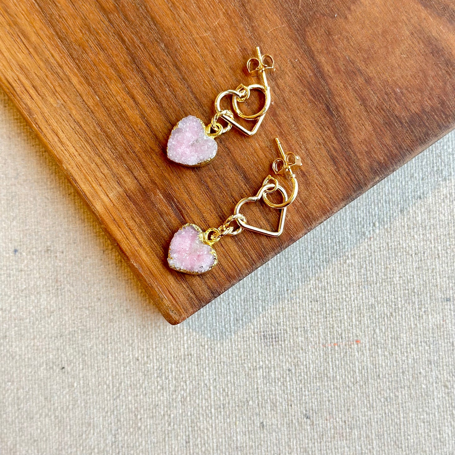 Druzy Heart Gold-plated Earring