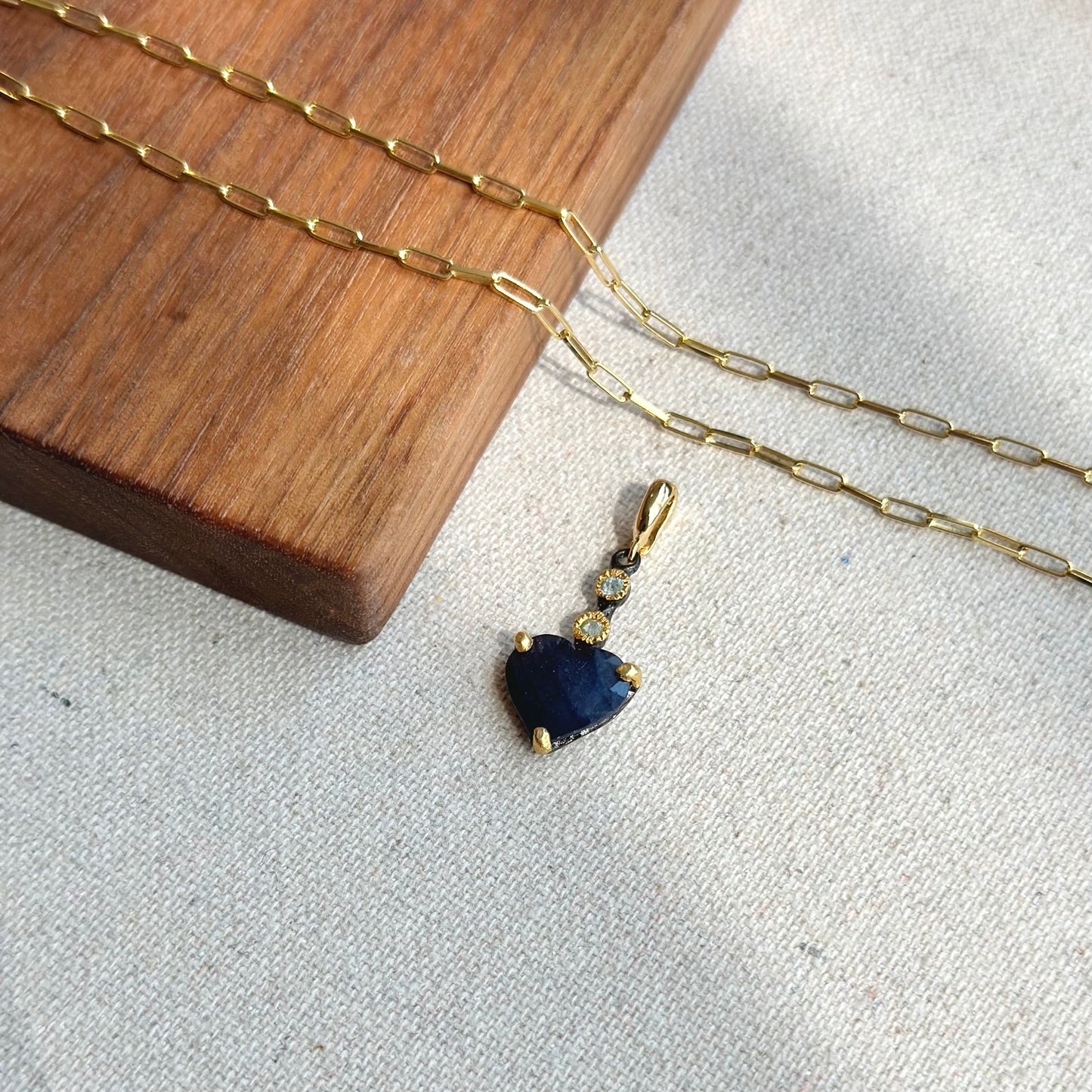 Sapphire Heart And Topaz Gold-plated Italian Sterling Silver Necklace