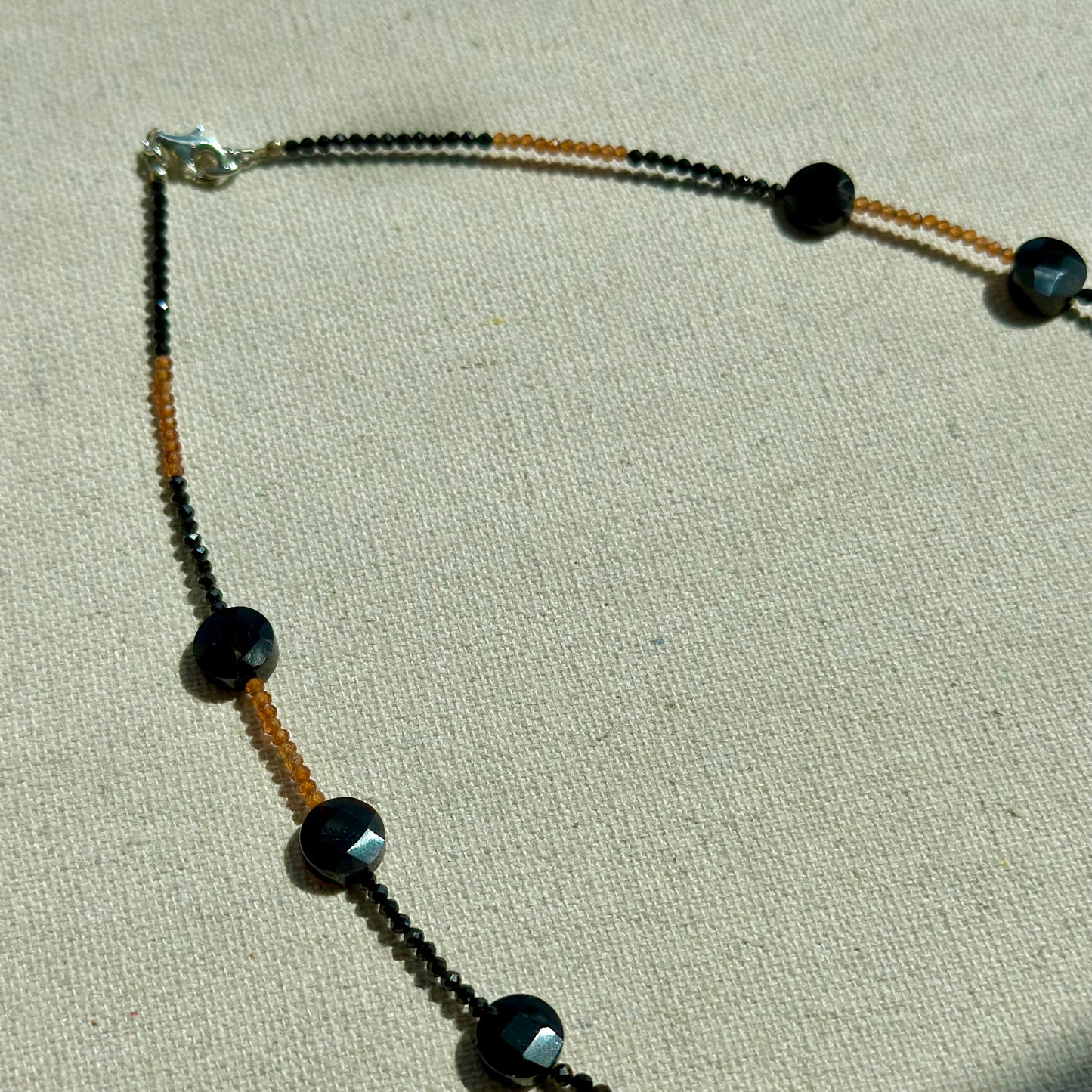 Black Onyx Mixed Tiger Eye And Carnelian Beaded Necklace