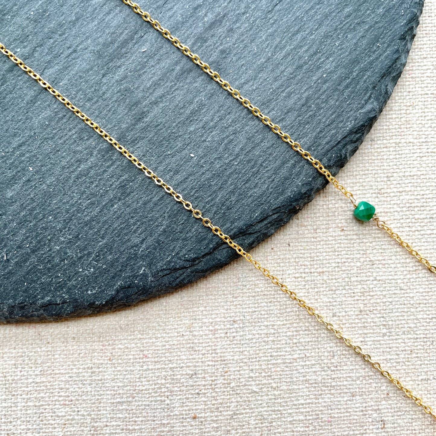 Green Agate And Malachite Gold-plated Necklace