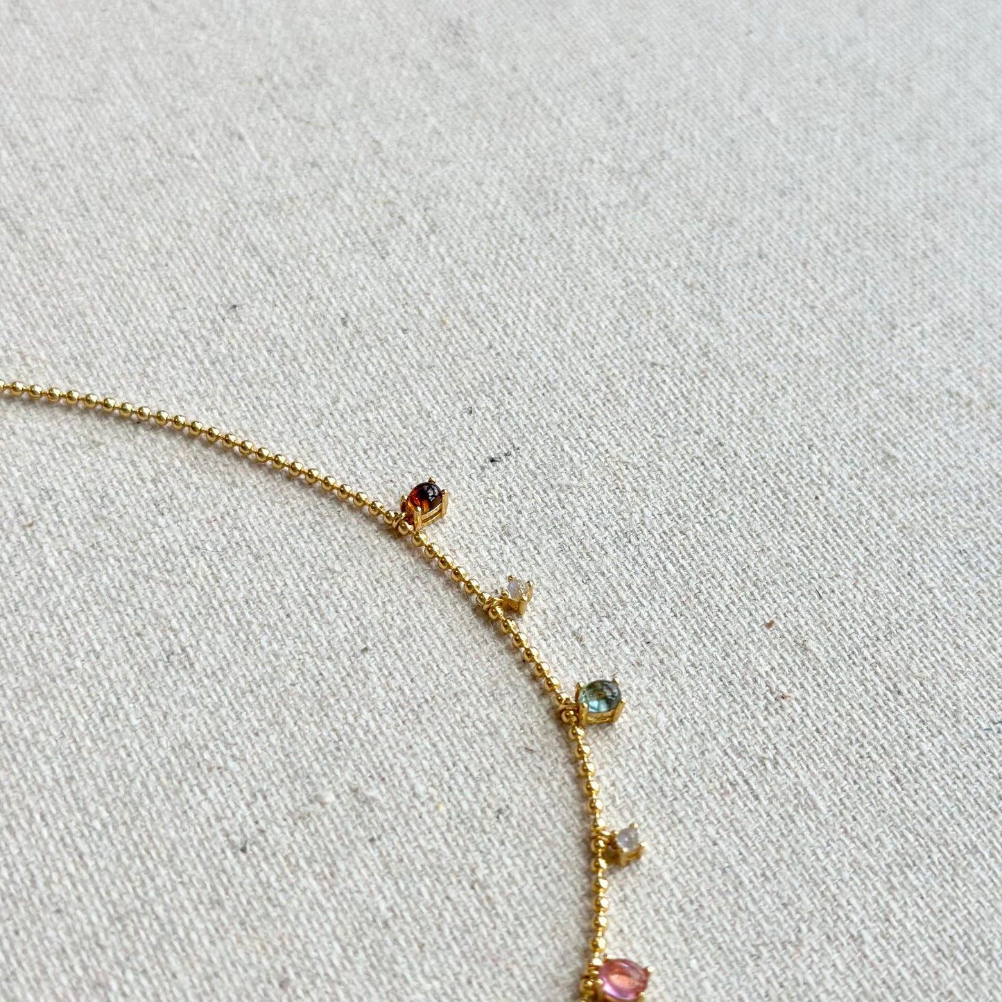 Multi-color Tourmaline Gold-plated Dangling Sterling Silver Necklace