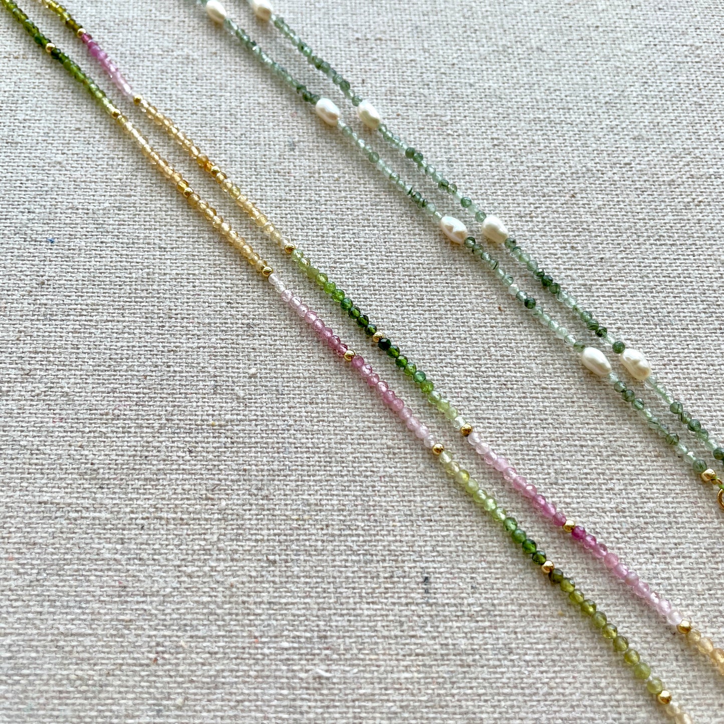 Labradorite And Green Rutilated Quartz Beaded Necklace