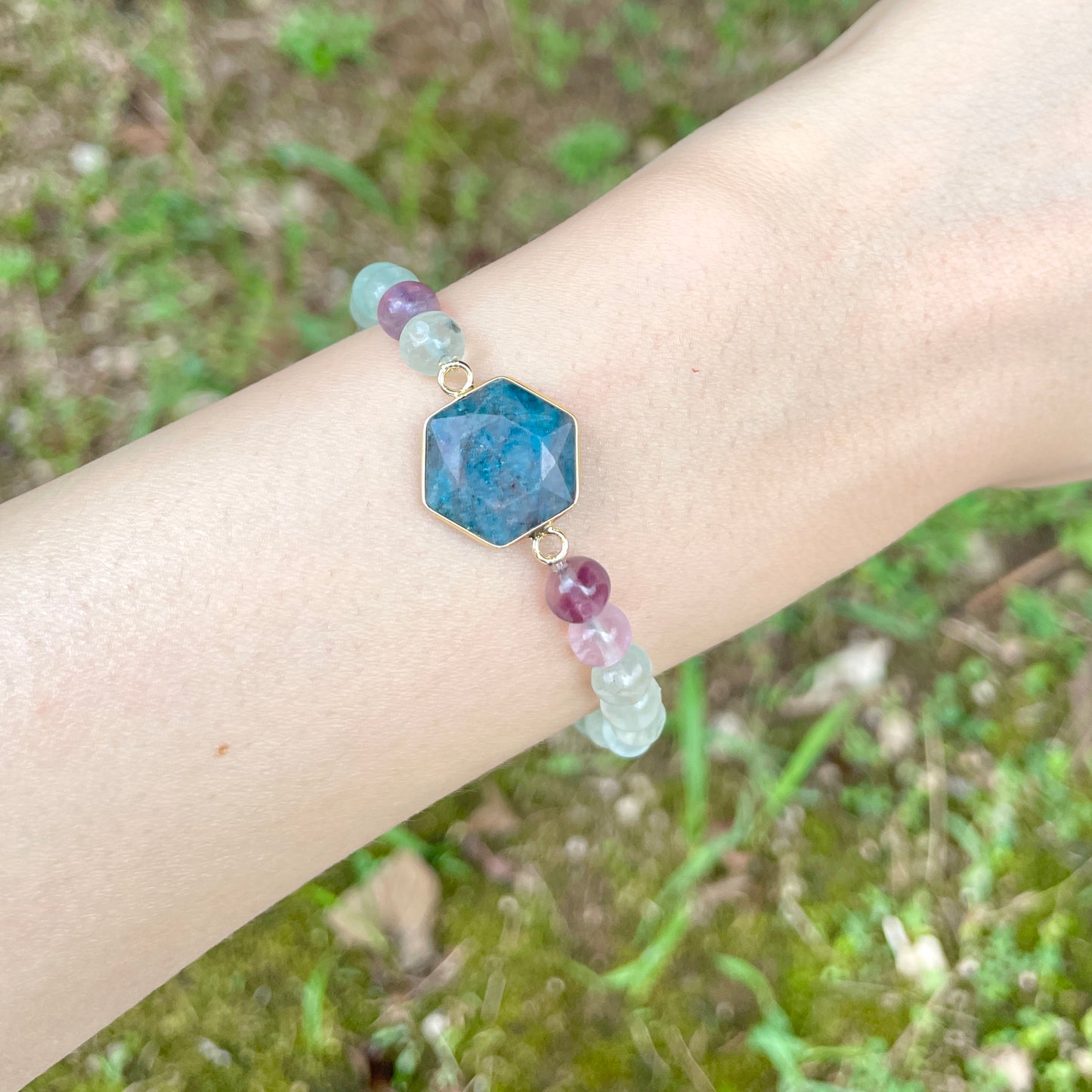 Apatite And Fluorite Beaded Bracelet