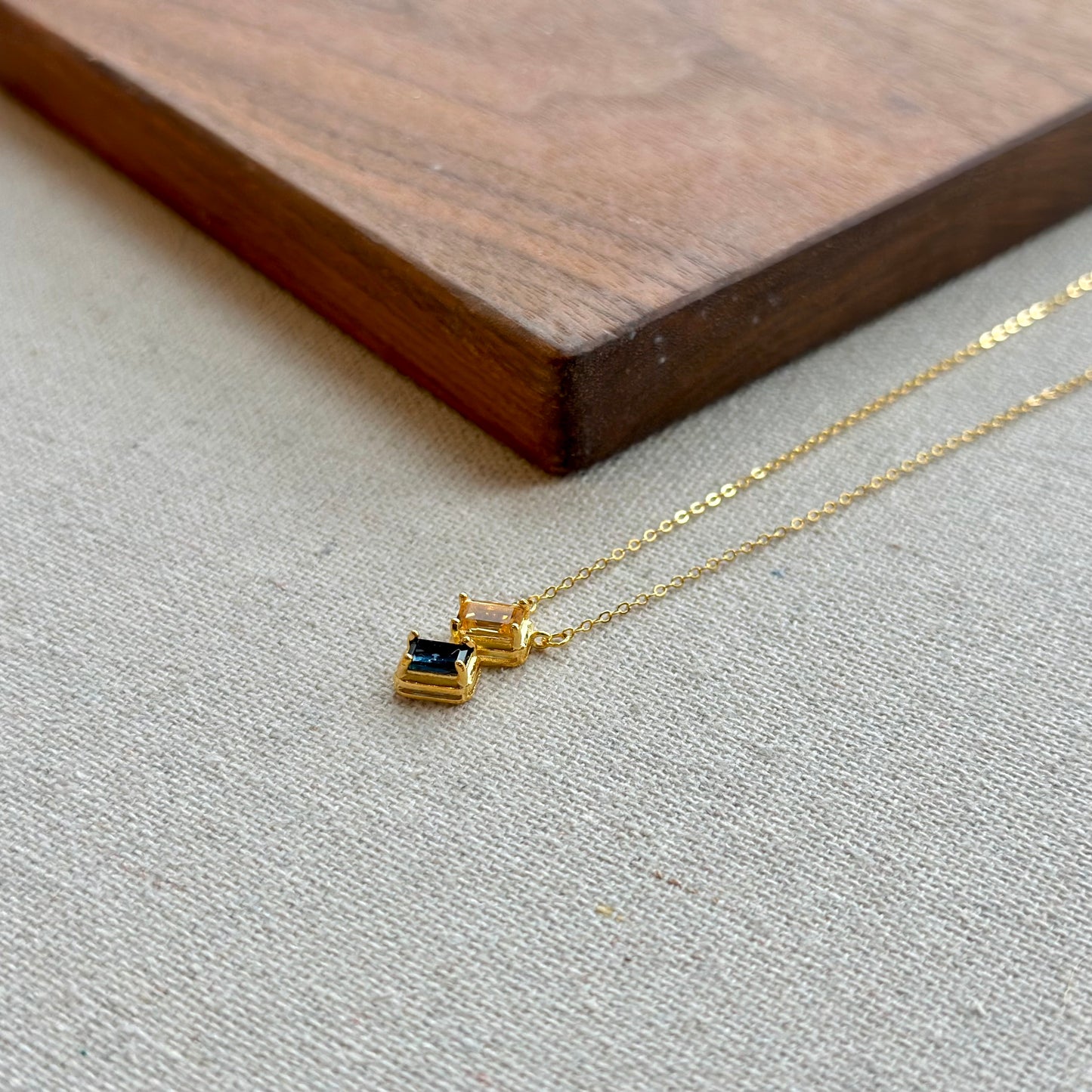 Citrine And Sapphire Asymmetric Gold-plated Sterling Silver Necklace